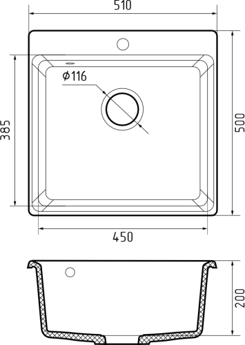 картинка Мойка кухонная GranFest LEVEL 510  1-чаш 510*500 песочный от магазина Сантехстрой