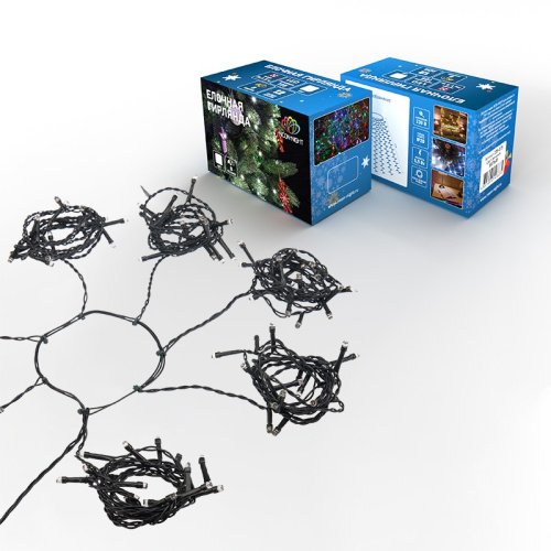 картинка Елочная гирлянда с кольцом,  7 нитей по 1,5 метра,  цвет диодов белый,  не соединяется от магазина Сантехстрой