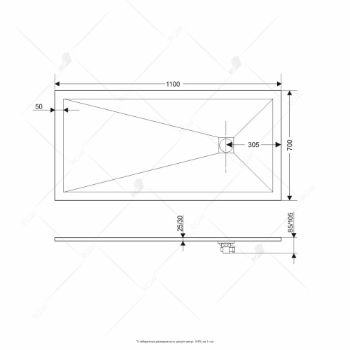 картинка Душевой поддон прямоугольный RGW ST-G (700x1100) от магазина Сантехстрой