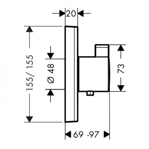 картинка HG ShowerSelect Встраиваемый термостат для душа, 42 л/мин, 1 источник, без зап.вентиля,(внешняя часть) цвет: черный матовый от магазина Сантехстрой