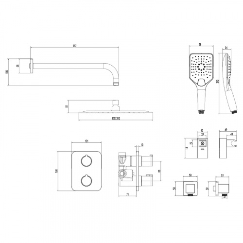 картинка Душевая система Lemark Yeti LM7849С с термостатом Хром от магазина Сантехстрой