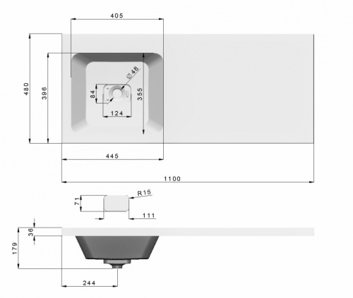 картинка Кухонная мойка AZARIO Light 575х440х215) искусственный мрамор, цвет Светло серый (CS00079923) от магазина Сантехстрой