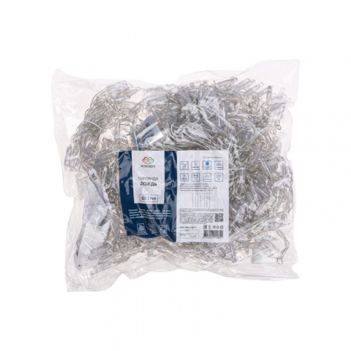 картинка Гирлянда светодиодная Занавес (Дождь),  2х3м,  448 LED СИНИЙ,  прозрачный ПВХ,  IP65, постоянное свечение,  230В,  соединяется (нужен шнур питания 303-500-1) от магазина Сантехстрой