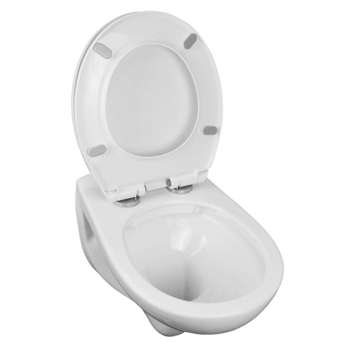 картинка Унитаз подвесной Loranto Fredo 355х550х410 безободковый, с быстросъемным сиденьем микролифт (CS-WH8005) от магазина Сантехстрой