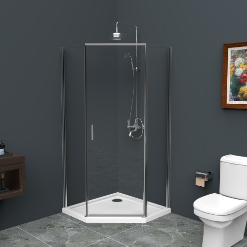 картинка Душевой уголок BelBagno Uno 80х80 UNO-195-P-1-80-C-Cr профиль Хром стекло прозрачное от магазина Сантехстрой