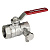 картинка Кран шаровой, R250DS, 3/4", ВВ, ручка-рычаг красный, хромированный, со сливом от магазина Сантехстрой