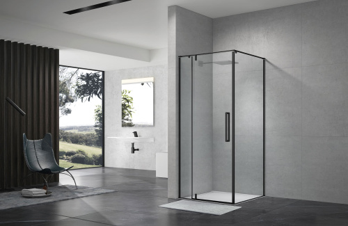картинка Душевой уголок распашной Terminus Альба 03 900х900х2200 квадрат чёрный от магазина Сантехстрой