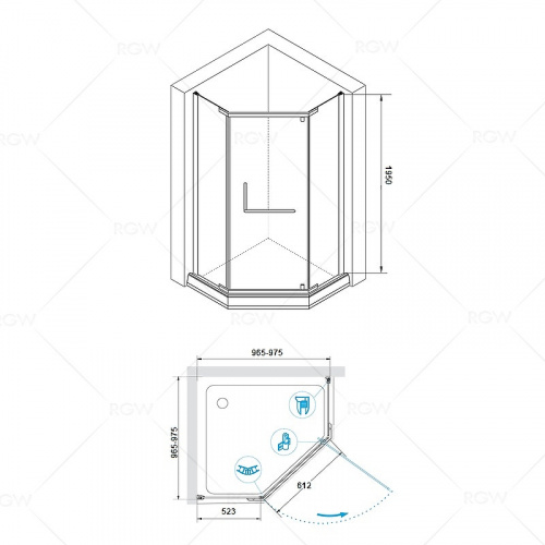картинка Душевой уголок RGW Passage PA-081 100x100 35088100-11 профиль Хром стекло прозрачное от магазина Сантехстрой