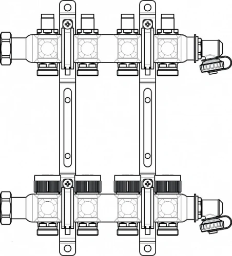 картинка Коллектор, 1", Multidis SF 5, выход-3/4" ЕК, нержавеющая сталь, со встроенными регулирующими вставками на подаче от магазина Сантехстрой