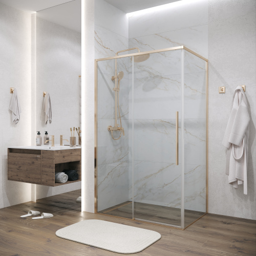 картинка Душевое ограждение Grossman Galaxy 100.K33.01.110.32.00-200.K33.01.90.32.00 (110х90х195) раздвижная,золото сатин,стекло прозрачное,2 места от магазина Сантехстрой