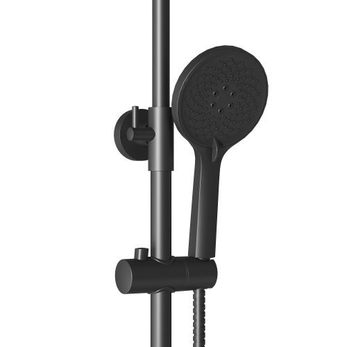 картинка Душевая стойка Galaxy 500.K35.01.210 с верхним душем, ручной лейкой и смесителем, черный матовый от магазина Сантехстрой