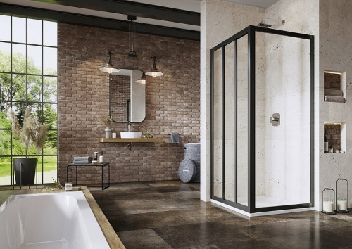 картинка Душевая стенка Ravak Supernova APSS-90 940703R2Z1 профиль Черный стекло Transparent от магазина Сантехстрой