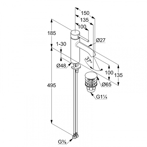 картинка Смеситель для раковины Kludi 382883976 Черный от магазина Сантехстрой