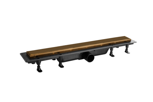 картинка Комбинированный пластиковый душевой канал с металической рамкой и решеткой 2 in 1, матовое золото, L=400 мм от магазина Сантехстрой