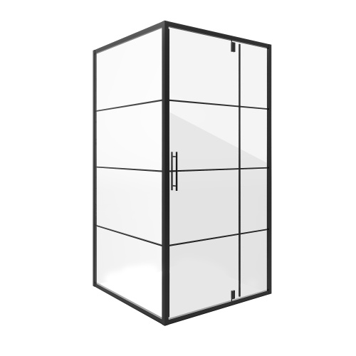 картинка Душевое ограждение Niagara Nova NG-0200-08ВLACK (100х100х195) квадрат,черный,дверь распашная,стекло с рисунком,1 место от магазина Сантехстрой