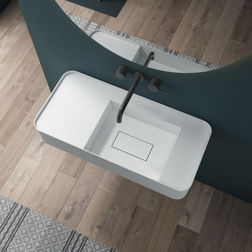 картинка Раковина Solid Surface Vincea VWB-6S412MW, 1200*400*150, подвесная, цвет белый матовый от магазина Сантехстрой