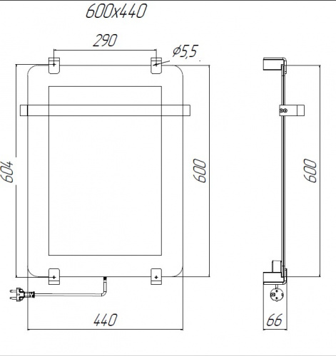 картинка Полотенцесушитель электрический Allen Brau Infinity 60x44 с рейлингом 2.0 и креплением, черный матовый от магазина Сантехстрой