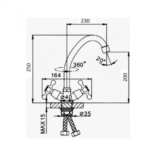 картинка Смеситель для кухни D-Lin D153819-H, хром от магазина Сантехстрой
