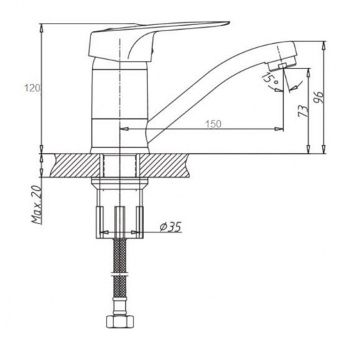 картинка Смеситель для кухни D-Lin D151629, хром от магазина Сантехстрой