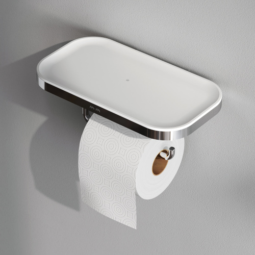 картинка Держатель туалетной бумаги AM.PM Func A8F341400 с полкой Хром от магазина Сантехстрой