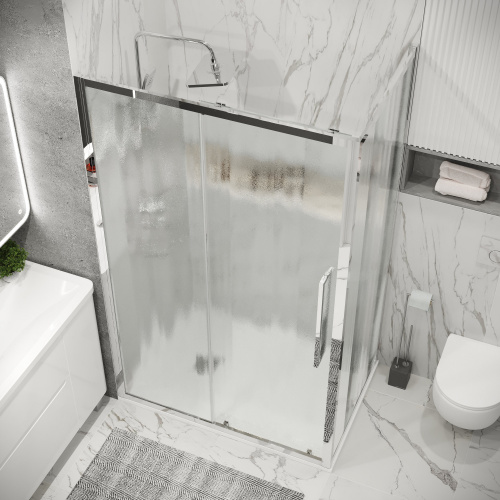 картинка Душевая перегородка 200.K33.02.90.10.02 Cosmo (90*195) хром, стекло шиншилла, 1 место от магазина Сантехстрой