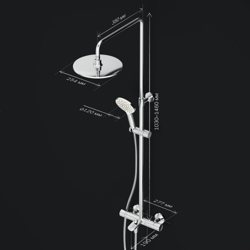картинка F0780564 Like душ.система, набор: смеситель д/ванны/душа с термостатом, верх.душ.d 250 мм, ручной ду от магазина Сантехстрой