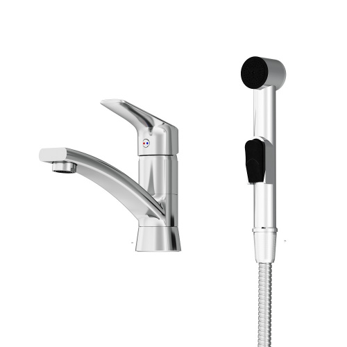 картинка 770230001 Jupiter, смеситель с поворотным изливом и гиг. душем, хром от магазина Сантехстрой