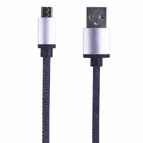 картинка USB кабель microUSB,  шнур в джинсовой оплетке REXANT от магазина Сантехстрой