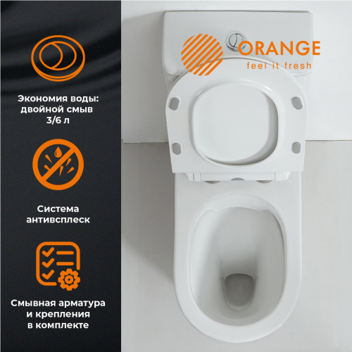 картинка Унитаз-компакт Orange C01-000W безободковый, сиденье с микролифтом от магазина Сантехстрой