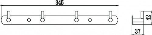 картинка Планка с крючками (4 крючка) Savol (S-007214C) от магазина Сантехстрой