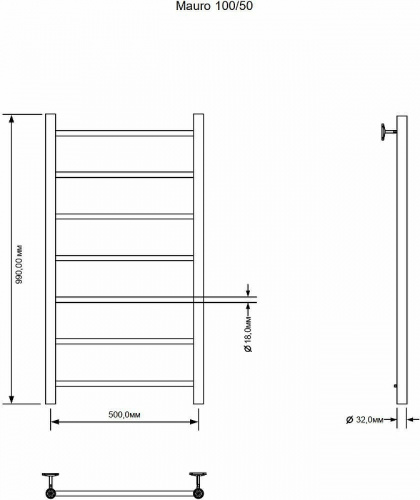 картинка Водяной полотенцесушитель Aquanet Mauro 100x50 282318 Хром от магазина Сантехстрой