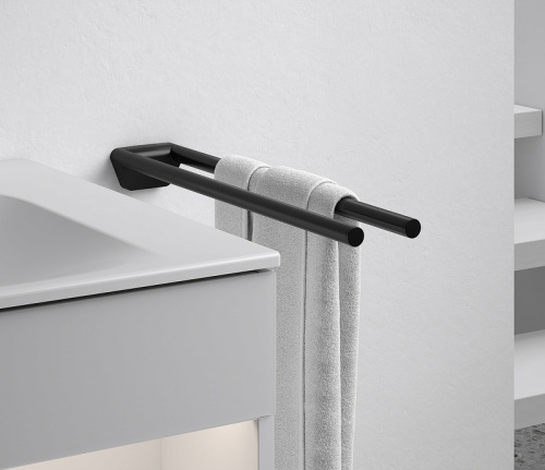 картинка Полотенцедержатель Keuco Collection Reva 12818 370000 двойной Черный матовый от магазина Сантехстрой