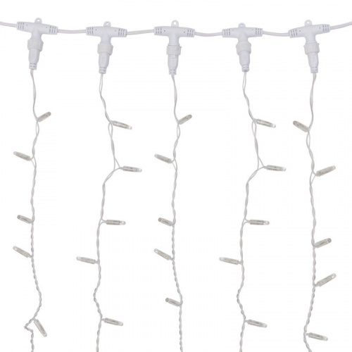 картинка Гирлянда светодиодная Занавес (Дождь),  2х3м,  600 LED ТЕПЛЫЙ БЕЛЫЙ,  прозрачный ПВХ,  IP65, постоянное свечение,  230В,  соединяется (нужен шнур питания 303-500-1) от магазина Сантехстрой