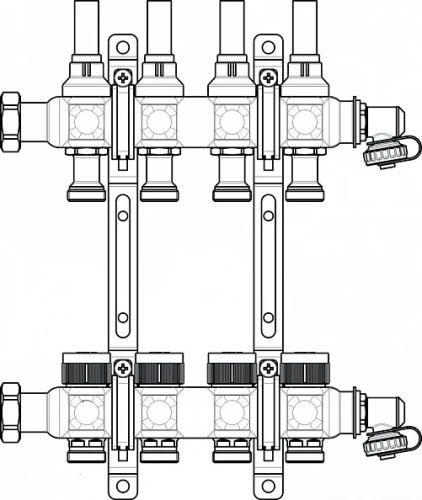 картинка Коллектор, 1", Multidis SF 4, выход-3/4" ЕК, нержавеющая сталь, со встроенными ротаметрами 0-5 л/мин. на подаче (нов.арт. 1405354) от магазина Сантехстрой