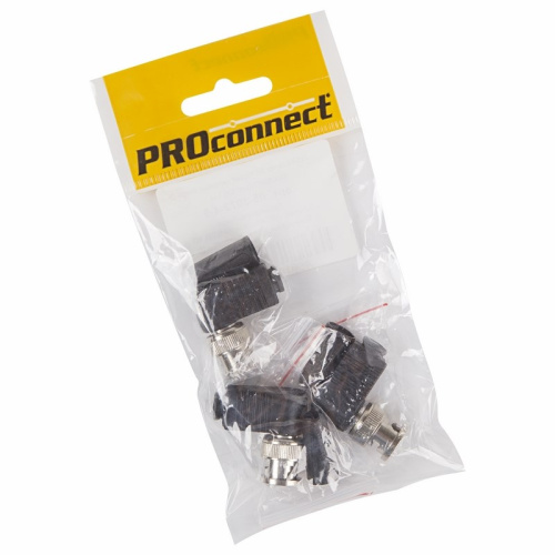картинка Разъем высокочастотный на кабель,  штекер BNC под винт с колпачком,  угловой,  (3шт. ) (пакет) PROconnect от магазина Сантехстрой