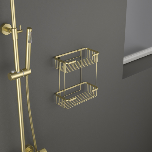 картинка Полка двойная Timo Saona золото матовое (13083/17) от магазина Сантехстрой