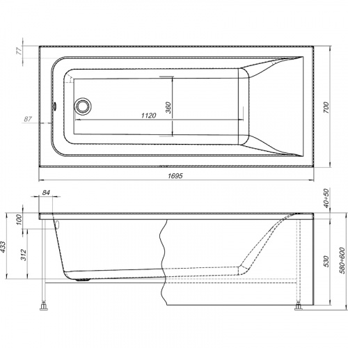 картинка Акриловая ванна Aquanet Bright 170x70 267835 без гидромассажа от магазина Сантехстрой