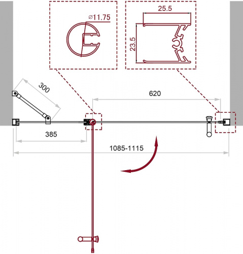 картинка Душевая дверь BelBagno Uno 110 UNO-B-12-40+70-C-Cr профиль Хром стекло прозрачное от магазина Сантехстрой