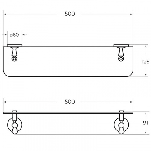 картинка Стеклянная полка Art&Max Antic AM-E-2682AL Хром от магазина Сантехстрой