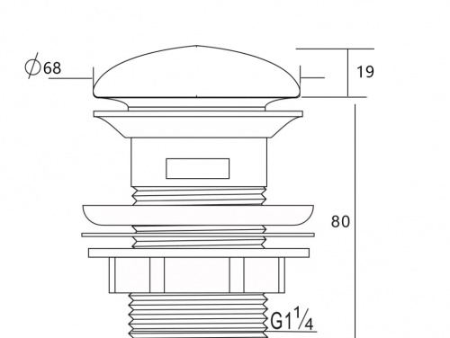 картинка Донный клапан латунь с переливом крышка керамика черный матовый (333929) от магазина Сантехстрой