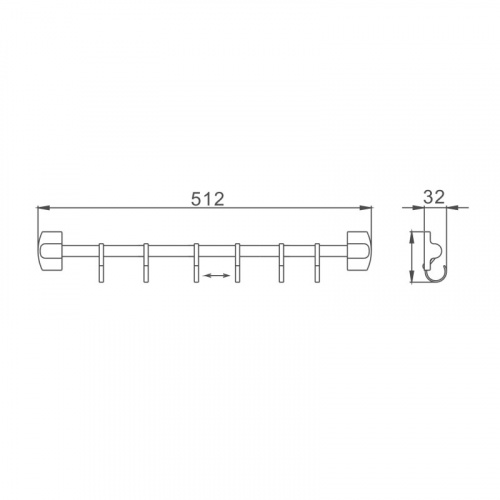картинка Планка с крючками для полотенец Haiba хром (HB209-6) от магазина Сантехстрой
