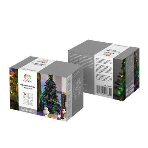 картинка Елочная гирлянда с кольцом,  7 нитей по 1,5 метра,  цвет диодов мультиколор,  не соединяется от магазина Сантехстрой