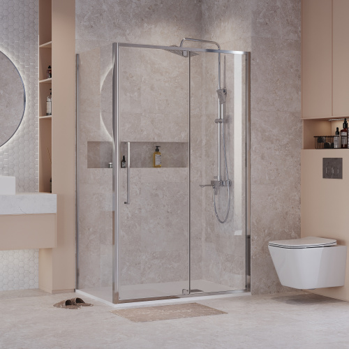 картинка Душевое ограждение Niagara Nova NG-66-11A-A80-34 (110х80х195) прямоугольник,хром,дверь распашная,стекло прозрачное,2 места от магазина Сантехстрой