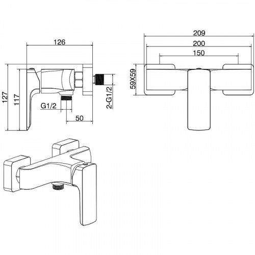 фото смеситель для душа allen brau 5.21010-00 хром