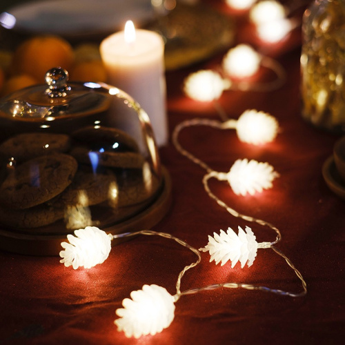 картинка Гирлянда светодиодная Шишки 1,5 м,  10 LED,  прозрачный ПВХ,  цвет свечения теплый белый,  2 х АА (батарейки не в комплекте) NEON-NIGHT от магазина Сантехстрой