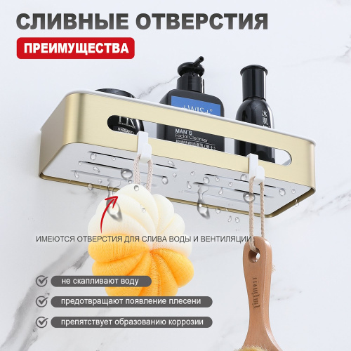 картинка Полка для ванной комнаты Raglo R340.02.03, золотой сатин от магазина Сантехстрой