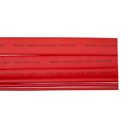 картинка Трубка термоусаживаемая СТТК (3:1) двустенная клеевая 24,0/8,0мм,  красная,  упаковка 5 шт.  по 1м REXANT от магазина Сантехстрой