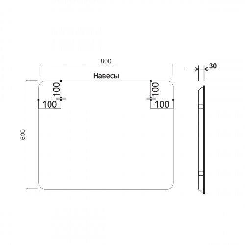 картинка Зеркало LED VLM-3MA800-2 800х600 c сенсорным выключателем и диммером, антизапотевание от магазина Сантехстрой