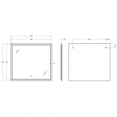 картинка Зеркало Cezares Interni 100 CZR-SPC-INT-1000-900-LED-TCH-WARM-BL с подсветкой Bianco Lucido с сенсорным выключателем и подогревом от магазина Сантехстрой