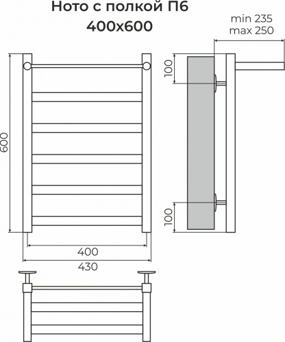 картинка Ното с/п П6 400х600 Полотенцесушитель TERMINUS от магазина Сантехстрой